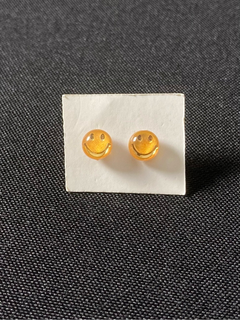 Handmade Tiny Orange Smiley Face Resin Stud Earrings